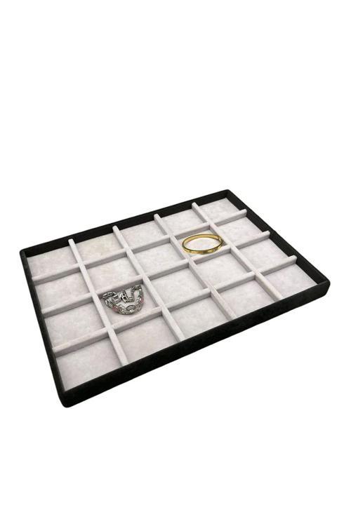 Süet Kumaş Iki Renkli 34/24 Cm 20 Bölmeli Çekmece Ici Takı Standı