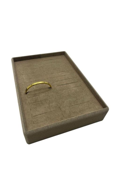 Süet Kumaş Kahve Renk 22/14 Cm Batırmalı Bileklik Kelepçe Tablası