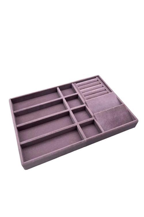 Helsinki Model Süet Kaplama Lila Renk 34/24 Cm Çoklu Mix Çekmece Içi Takı Düzenleyicisi