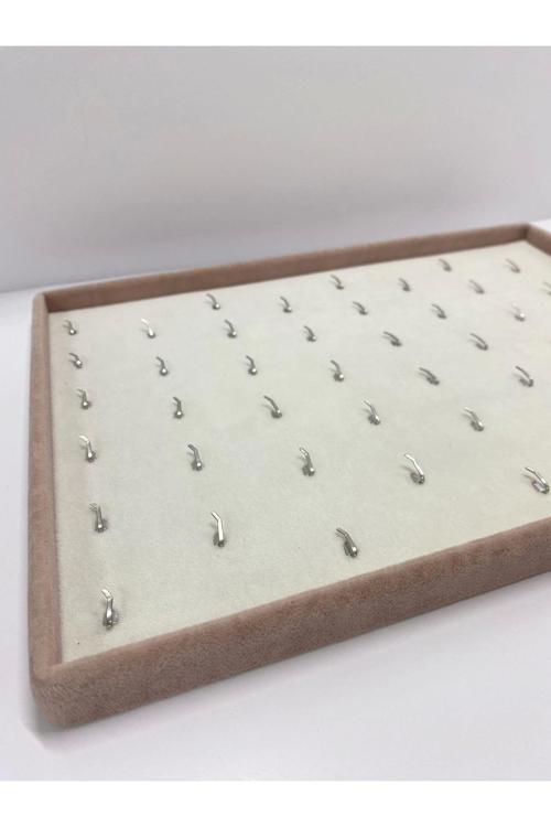 Yerli Üretim Süet Kumaş Gri Renk Kolye Ucu Servis Sunum Tablası