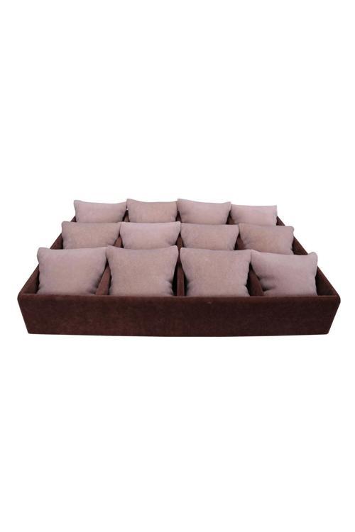 Yerli Üretim Süet Kumaş Kahve Renk 34/24 Cm Yastıklı Çekmece Içi Yastıklı Saat Ve Takı Kutusu