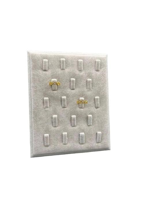 Süet Kumaş Krem Renk 20/16 Cm Ayaklı Yüzük Sergileme Standı