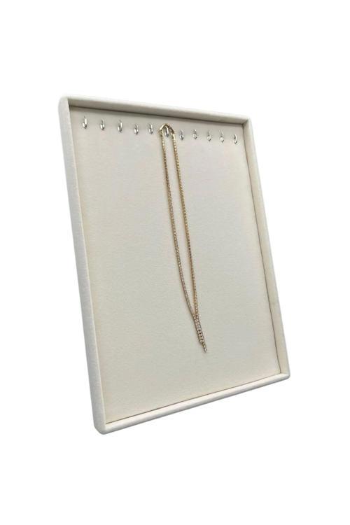 Yerli Üretim Süet Kumaş Krem Renk 34/24 Cm Ayaklı Kolye Sergileme Standı