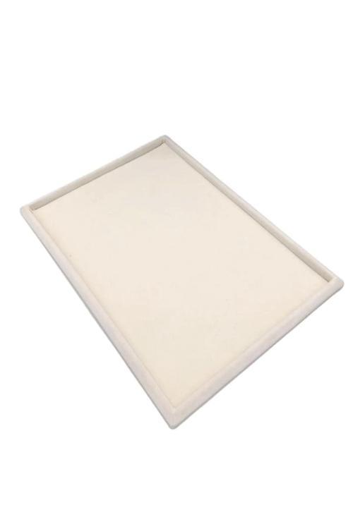 Yerli Üretim Süet Kumaş Krem Renk 34/24 Cm Takı Servis Sunum Tablası