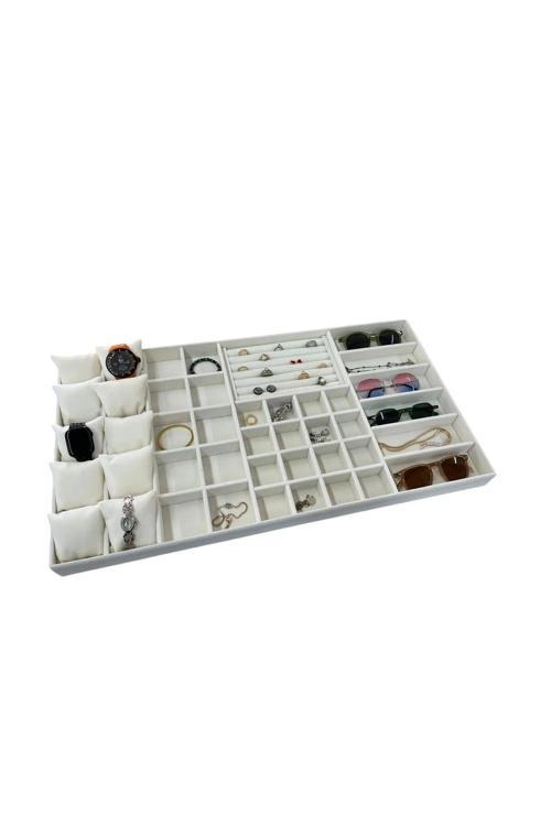 Süet Kumaş Krem Renk 70/38 Cm Çekmece Içi Takı Düzenleyicisi