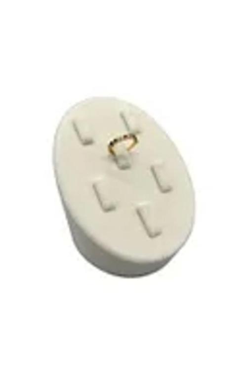 Süet Kumaş Krem Renk Çoklu Tırnaklı Yüzük Sergileme Aksesuar