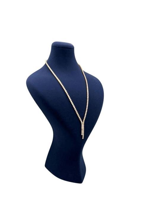 Yerli Üretim Süet Kumaş Lidya Lacivert Renk 34/20 Cm Kolye Gerdanlık Zincir Takı Sergileme Mankeni