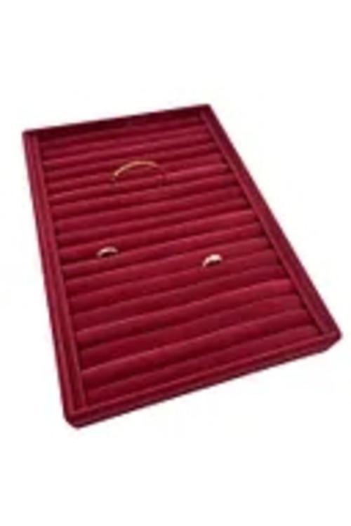 Yerli Üretim Büyük Boy Süet Kumaş Bordo Renk 34 Cm / 24 Cm Dikine Sosisli Yüzük Sergileme Standı