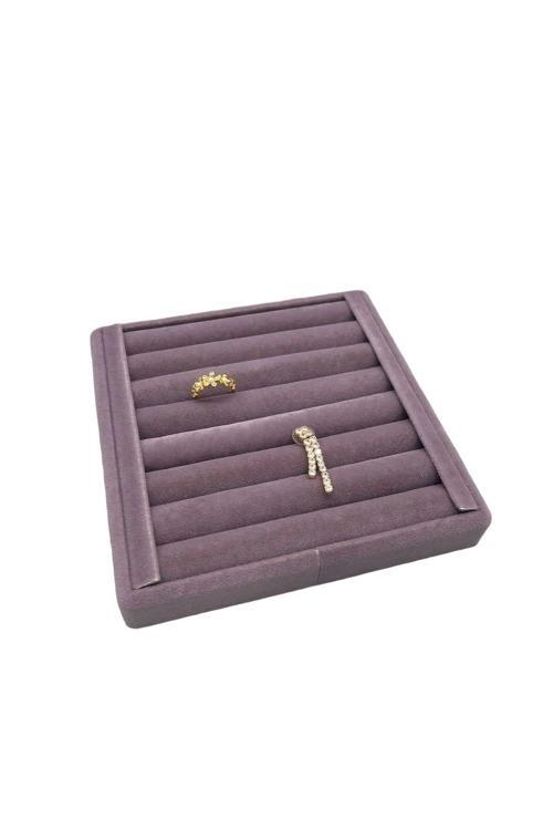 Yerli Üretim Süet Kumaş Lila Renk 15 Cm / 15 Cm Yüzük Sergileme Standı