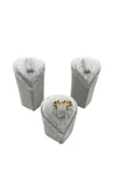 Kalp Model Süet Kumaş Gri Renk Üçlü Takım Yüzük Sergileme Aksesuar