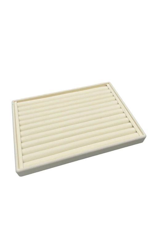 Yerli Üretim Büyük Boy Süet Kumaş Krem Renk 34 Cm / 24 Cm Sosisli Yüzük Sergileme Standı