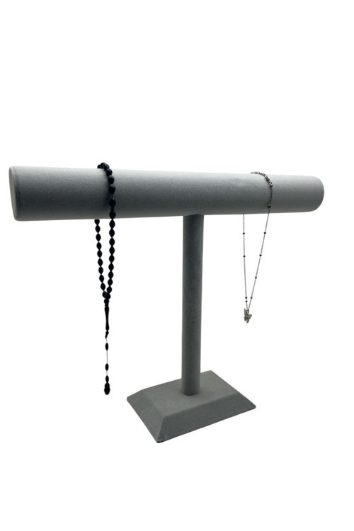 Süet Kaplama Gri Renk 30/40 Cm Uzun Kolye - Tesbih Sergileme Standi