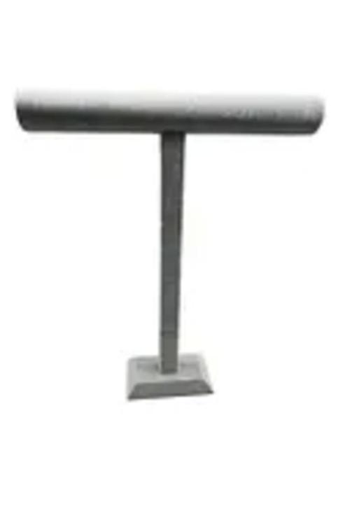 Süet Kaplama Gri Renk Uzun 48/41 Cm Kolye -Tesbih Sergileme Standı