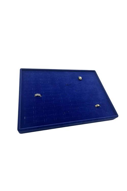 Süet Kumaş Lacivert Renk Batırmalı 34-24 Cm Çekmece Içi Yüzük Tabla Stand