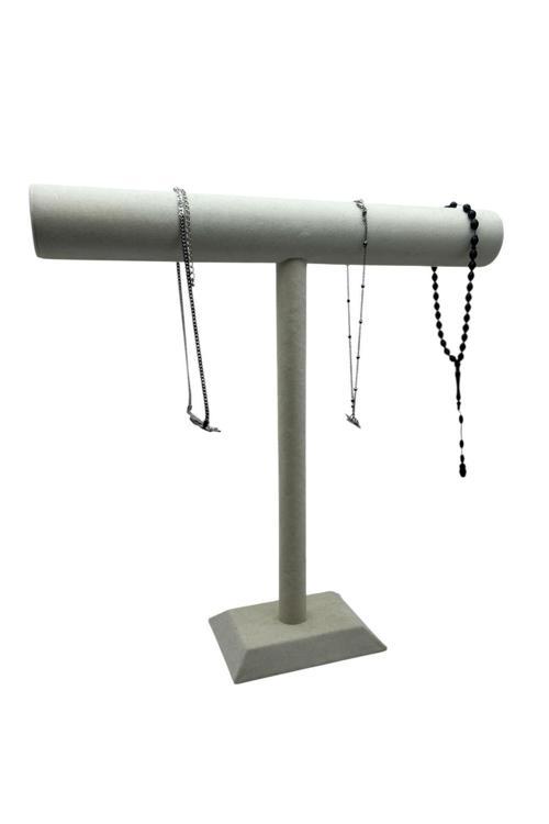 Süet Kaplama Krem Renk 42/40 Cm Uzun Kolye - Tesbih Sergileme Standi