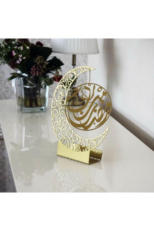 Metal Ay Şekli İslami Dekor - Hediyelik Masa Dekoru - İslami Duvar Sanatı Ev Ofis Cami Dekoru