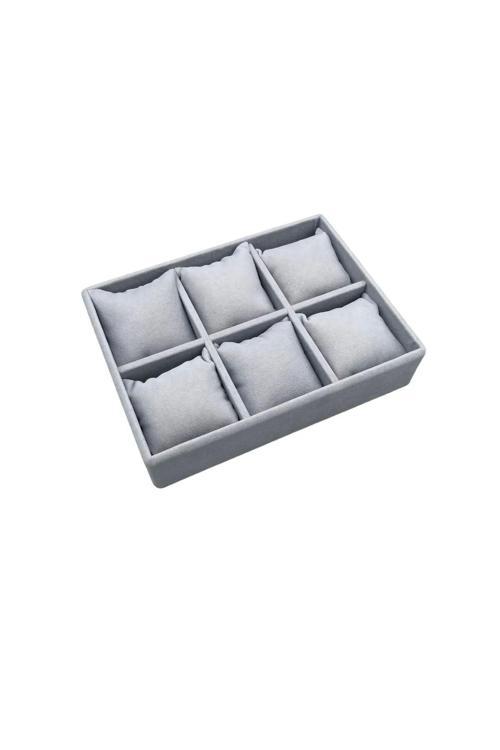 Yerli Üretim Dobric Model Süet Kaplama Gri Renk 24/18 Cm Yastıklı Çekmece Ici Takı Düzenleyicisi