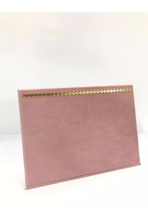 Yerli Üretim Süet Kumaş Pembe Renk Enine Tırnaklı Ayaklı Tesbih-Kolye-Zincir Sergileme Standı