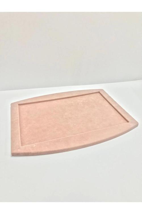 Yerli Üretim Süet Kumaş Pembe Renk Kolye Ucu Küpe Yüzük Takı Servis Sunum Tablası