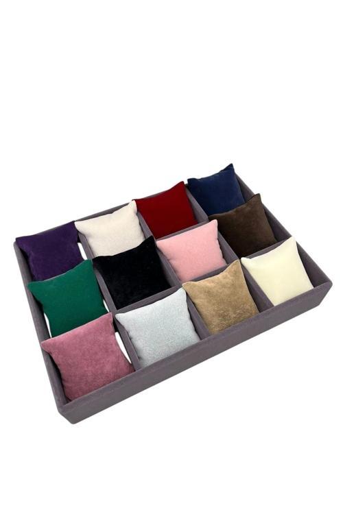Yerli Üretim Süet Kumaş Renk Çümbüsü 34/24 Cm Yastıklı Çekmece Içi Yastıklı Saat Ve Takı Kutusu