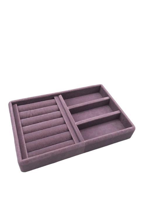 Süet Kumaş Lila Renk 22 Cm 14 Cm Çekmece İçi Takı Standı