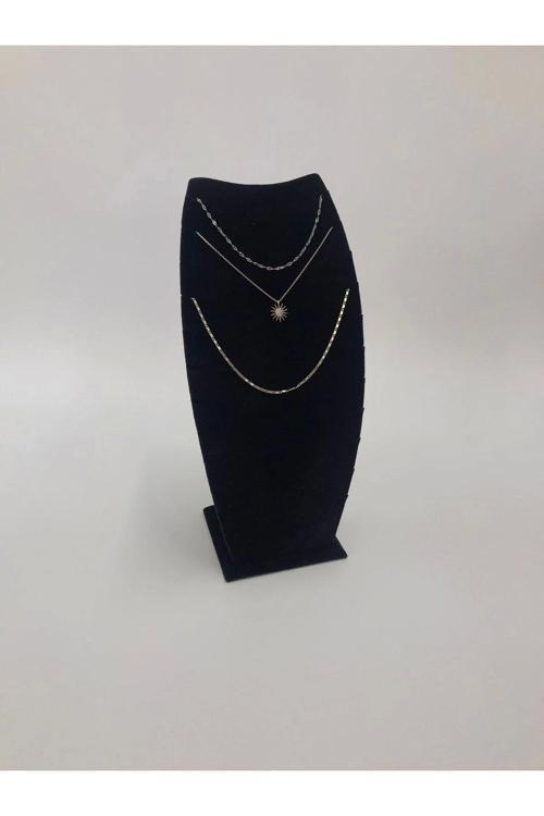 Yerli Üretim Dubai Model Süet Kumaş Siyah Renk 25/12 Cm Kolye -Zincir Ayaklı Stand