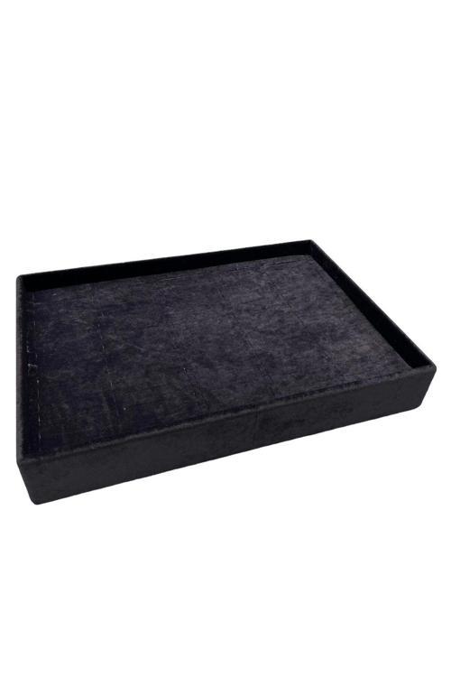 Yerli Üretim Süet Kumaş Siyah Renk 34/24 Cm Batırmalı Çekmeçe Içi Bileklik Kelepçe Tablası