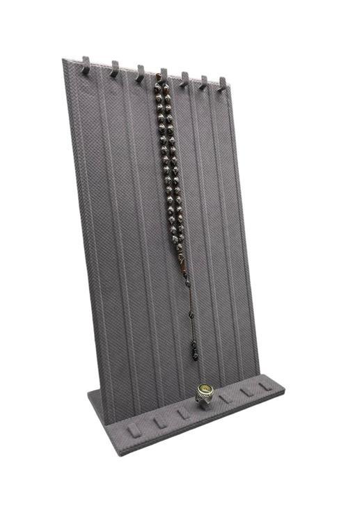 Keten Kumaş Gri Renk 45/25 Cm Ayaklı Tırnaklı Tesbih Yüzük Kombin Sergileme Standı