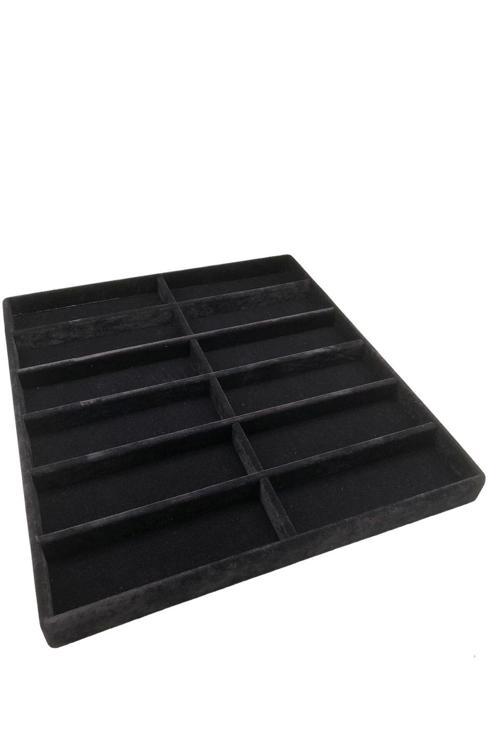 Yerli Üretim Havana Model Süet Kumaş Siyah Renk 38 Cm / 36 Cm Gözlük Sergileme Çekmece Içi Stand