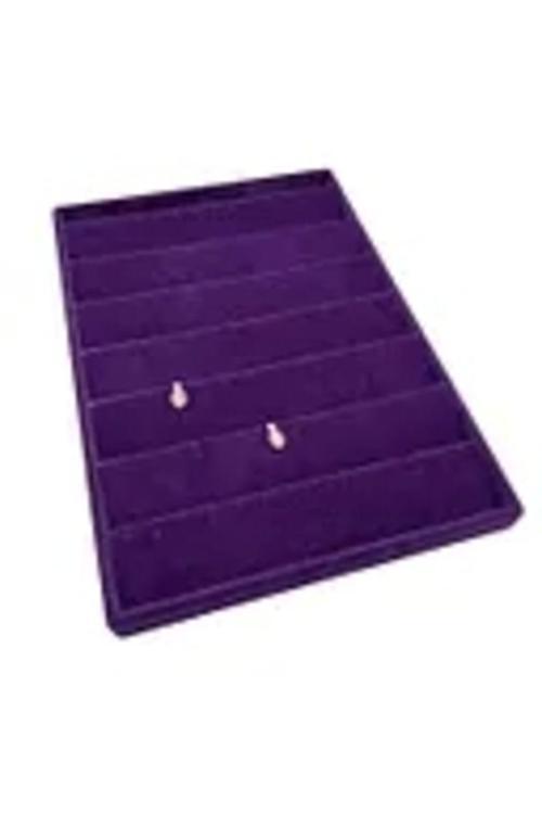 Süet Kumaş Mor Renk 34/24 Cm Kademeli Çekmece Içi Küpe Standı