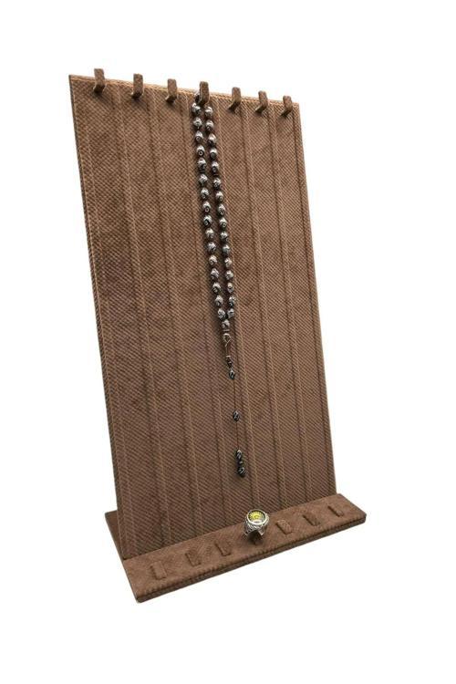 Keten Kumaş Kahve Renk 45/25 Cm Ayaklı Tırnaklı Tesbih Yüzük Kombin Sergileme Standı