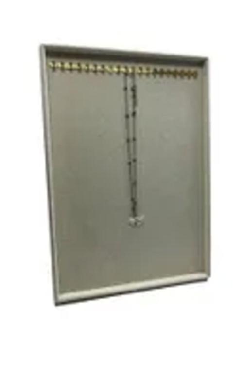 Yerli Üretim Süet Kumaş Tırnaklı Krem Renk 34/24 Cm Ayaklı Tesbih-Kolye Takı Standi