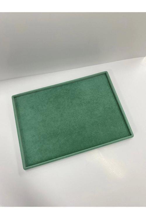 Yerli Üretim Süet Kumaş Yeşil Renk 34/24 Cm Takı Servis Sunum Tablası