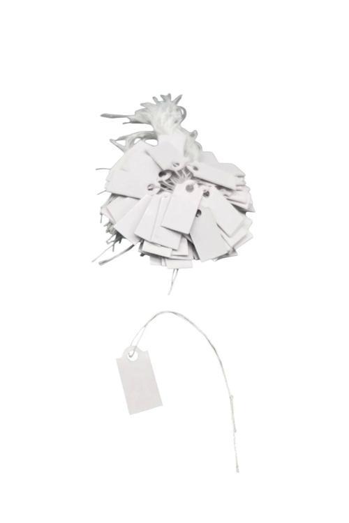 Yerli Üretim Küçük Boy Beyaz Renk 2 /1 Cm 80 Adet Karton Ipli Fiyat Etiketi