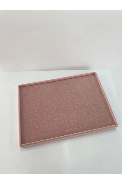 Süet Kumaş Pembe Renk 34/24 Cm Batırmalı Çekmece Içi Yüzük Tablası