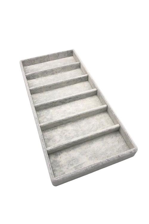 Yerli Üretim Lefkoşa Model Süet Kumaş Gri Renk 38 Cm / 19 Cm Gözlük Sergileme Çekmece Içi Stand