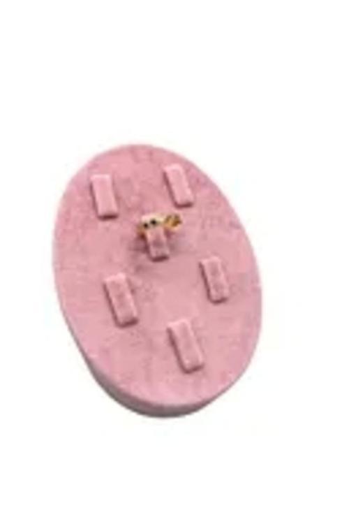 Süet Kumaş Pembe Renk Çoklu Tırnaklı Yüzük Sergileme Aksesuar