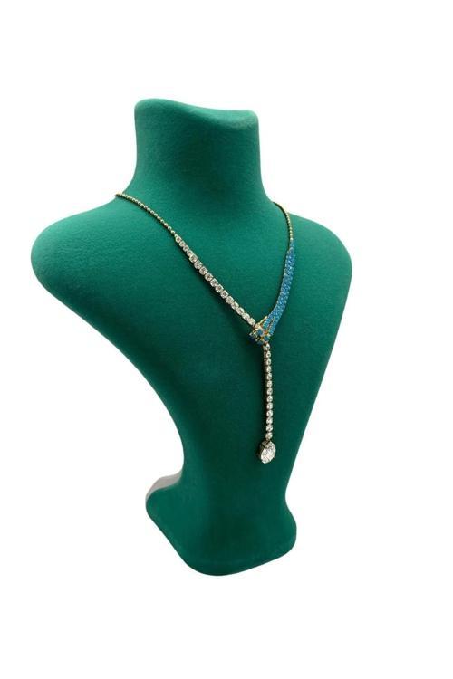 Yerli Üretim Londra Model Süet Kumaş Yeşil Renk 28/ 22 Cm Kolye Sergileme Mankeni
