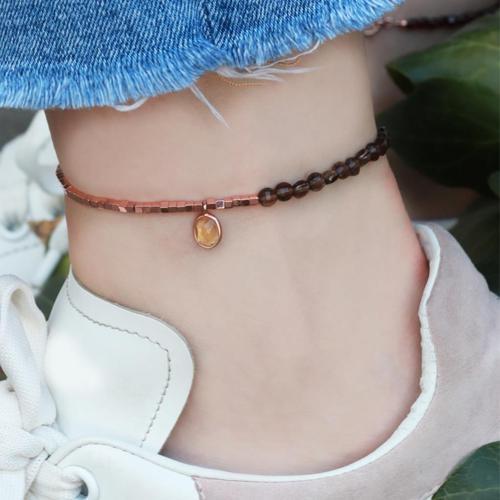 Sitrin Taşlı Rose Gold Halhal