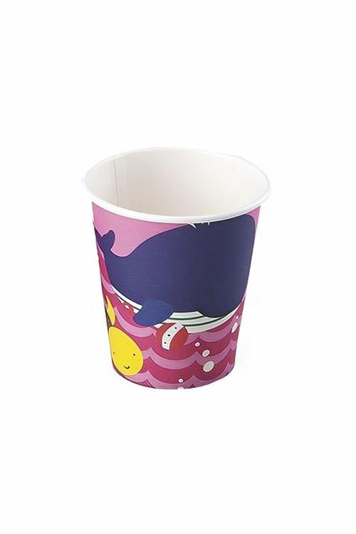 Neşeli Balıklar Pembe Karton Bardak