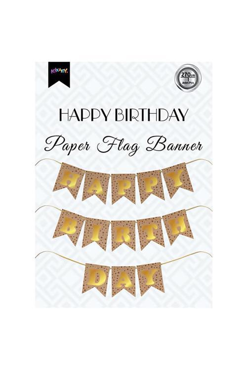 Happy Birthday Kraft Zemin Altın Harf Afiş