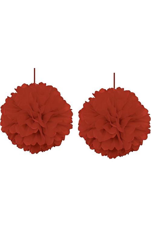 Kırmızı Ponpon Süs 30 cm 2'li