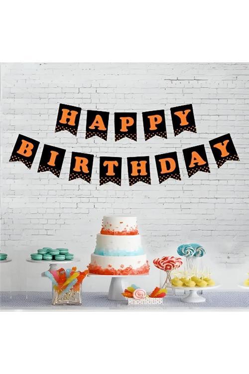 Happy Birthday Fosforlu Turuncu Harf Afiş