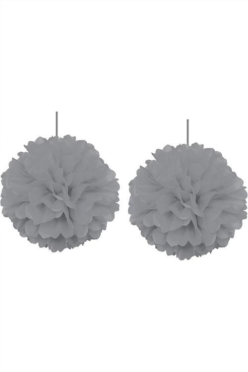 Gümüş Ponpon Süs 30 cm 2'li