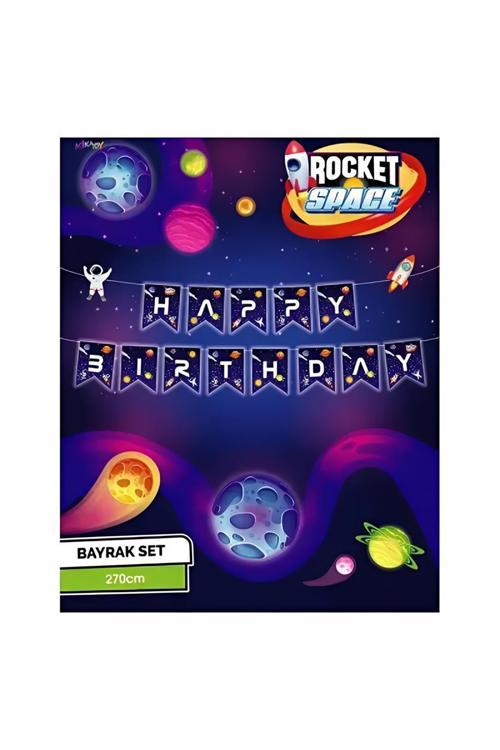 Rocket Space Happy Birthday Harf Afiş