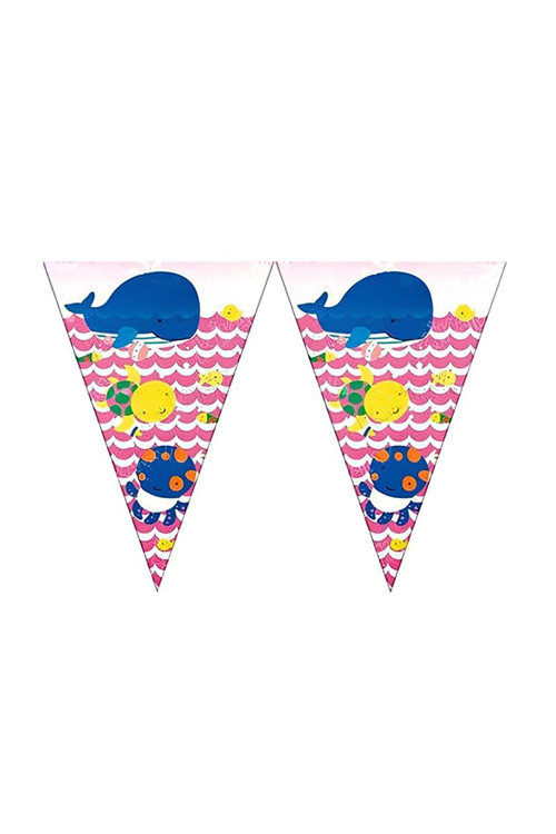 Happy Fishes Triangle Flag Banner - Pink