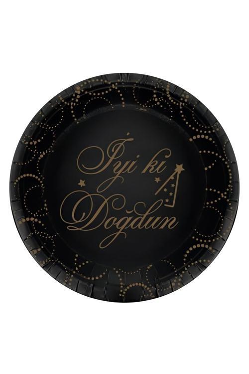Black İyi Ki Doğdun Elegant Paper Plates