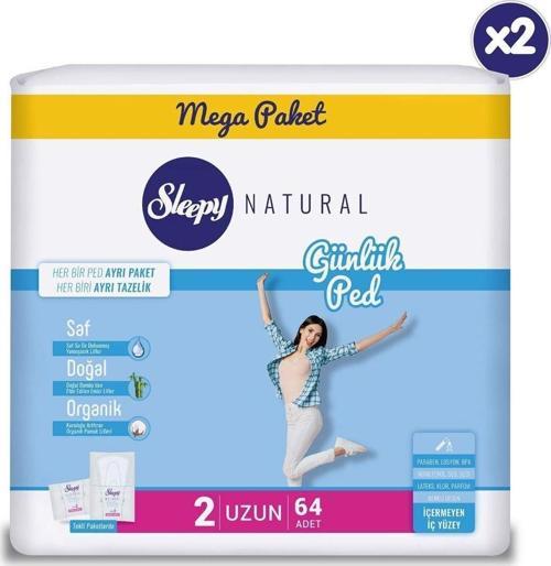 Natural Günlük Ped Uzun 2X64 Adet