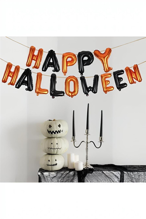 Halloween Folyo Balon Banner - Hpy Hlw Yazı-