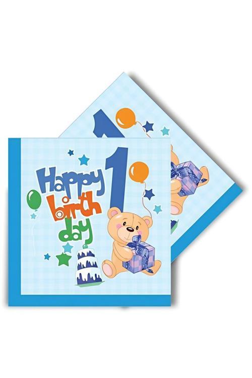 1st Birthday Party Paper Napkins Blue